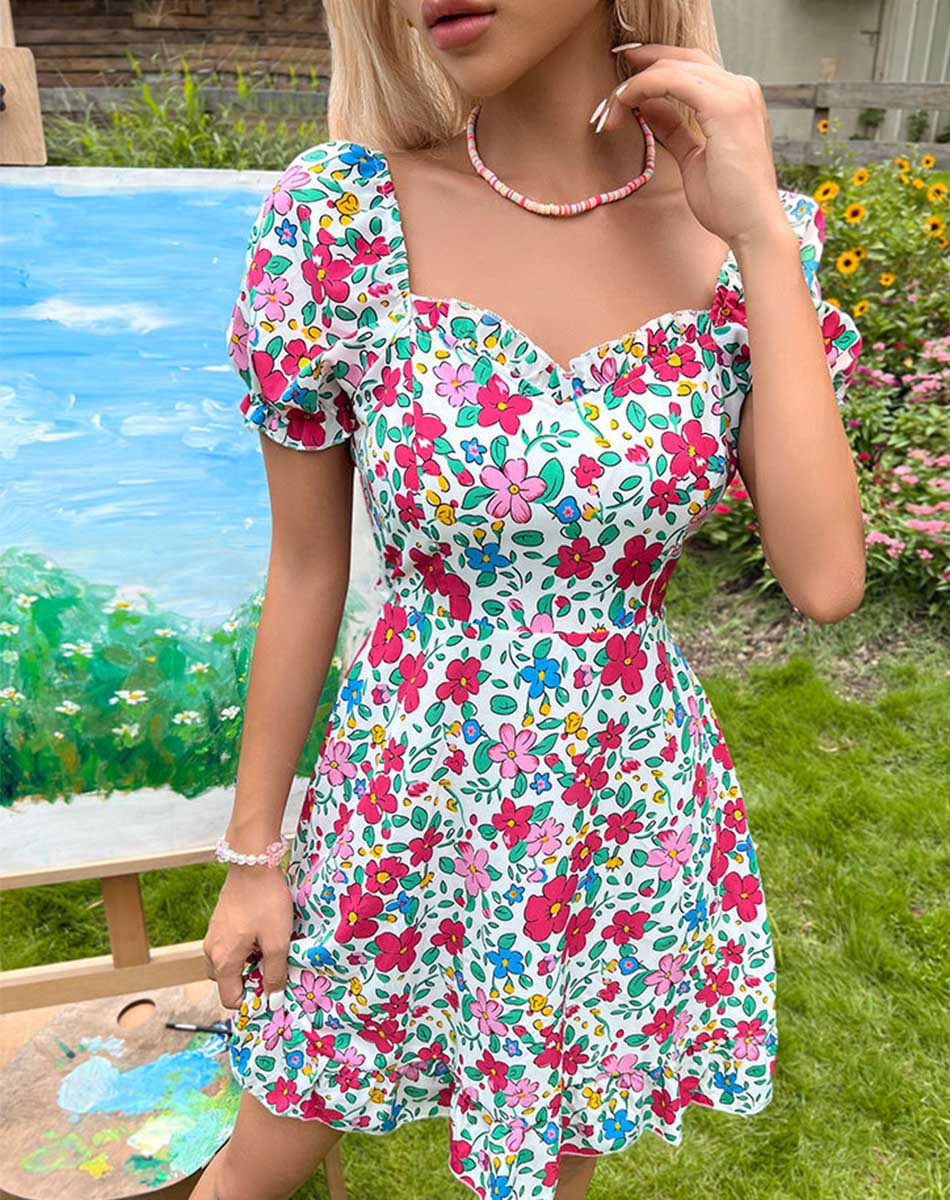 Robe Cocktail Robe été Fleurie Dress Robe Cocktail Dorée Robe