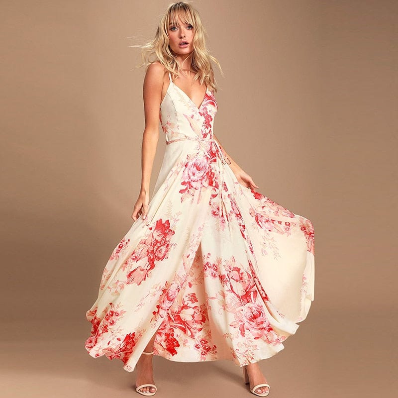 Robe Blanche Robe Longue Petites Fleurs Robe Longue Blanche En