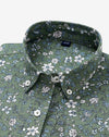 chemise fleurie homme luxe - Zoom sur le col boutonnée - Couleur Florale