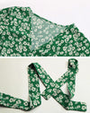 robe portefeuille imprimé fleurie - détails motif et ceinture - Couleur Florale