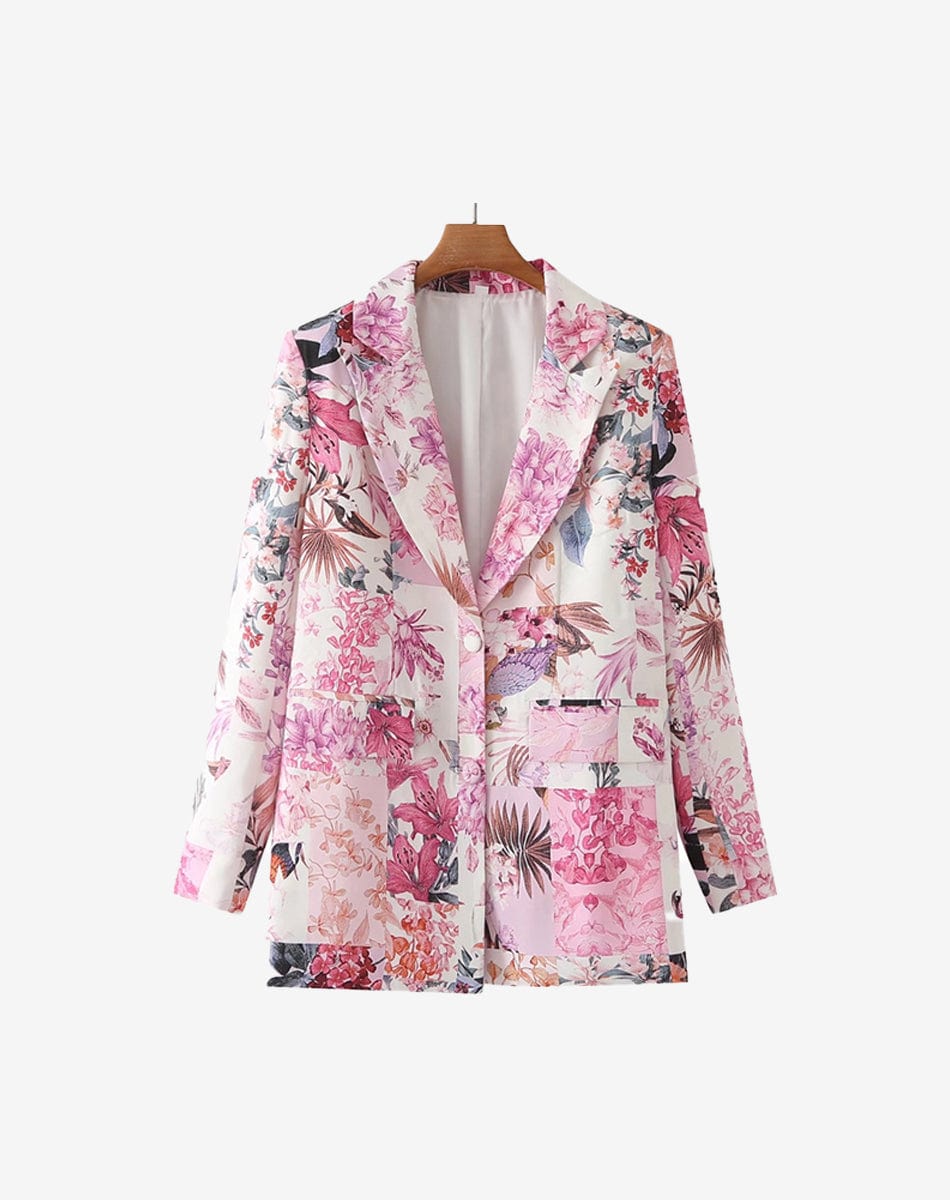 Bleu Bonheur Veste Fleurie Grande Taille Robe D'hôtesse Fleurie