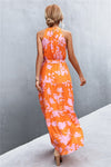 robe longue fleurie orange