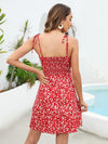 robe d'été rouge fleurie