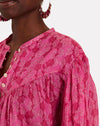 Zoom sur la blouse fleurie femme rose - Couleur Florale