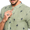Chemise Homme Col Mao Flamant Rose