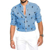 Chemise Homme Col Mao Flamant Rose