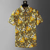 Chemise jaune des années 80 avec motifs de fleurs