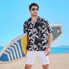 chemise hawaienne noire - surfer sur la plage - couleur florale