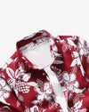 chemise hawaienne rouge - détail impression - Couleur Florale