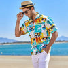 chemise hawaienne vintage - avec chapeau de paille à la plage - couleur florale