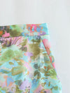 Détail des couture du pantalon large élégant imprimé fleuri | Couleur Florale